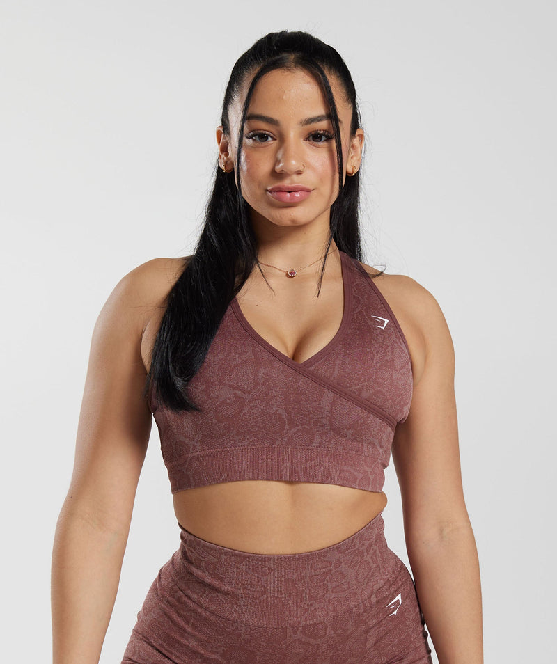Gymshark Adapt Animal Seamless Sports Bra - Modern Blush Pink/Magenta Brown 